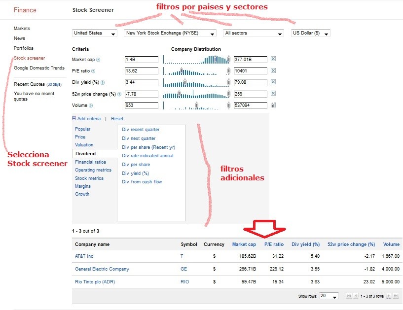 Google Finance buscador